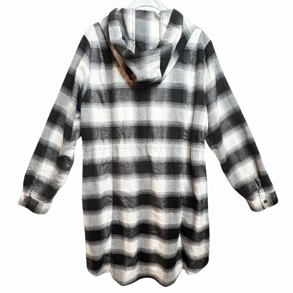 Torrid Plaid Flannel Anorak Jacket Plus Size 1X Hooded Longline Academia Hipster - Picture 7 of 14